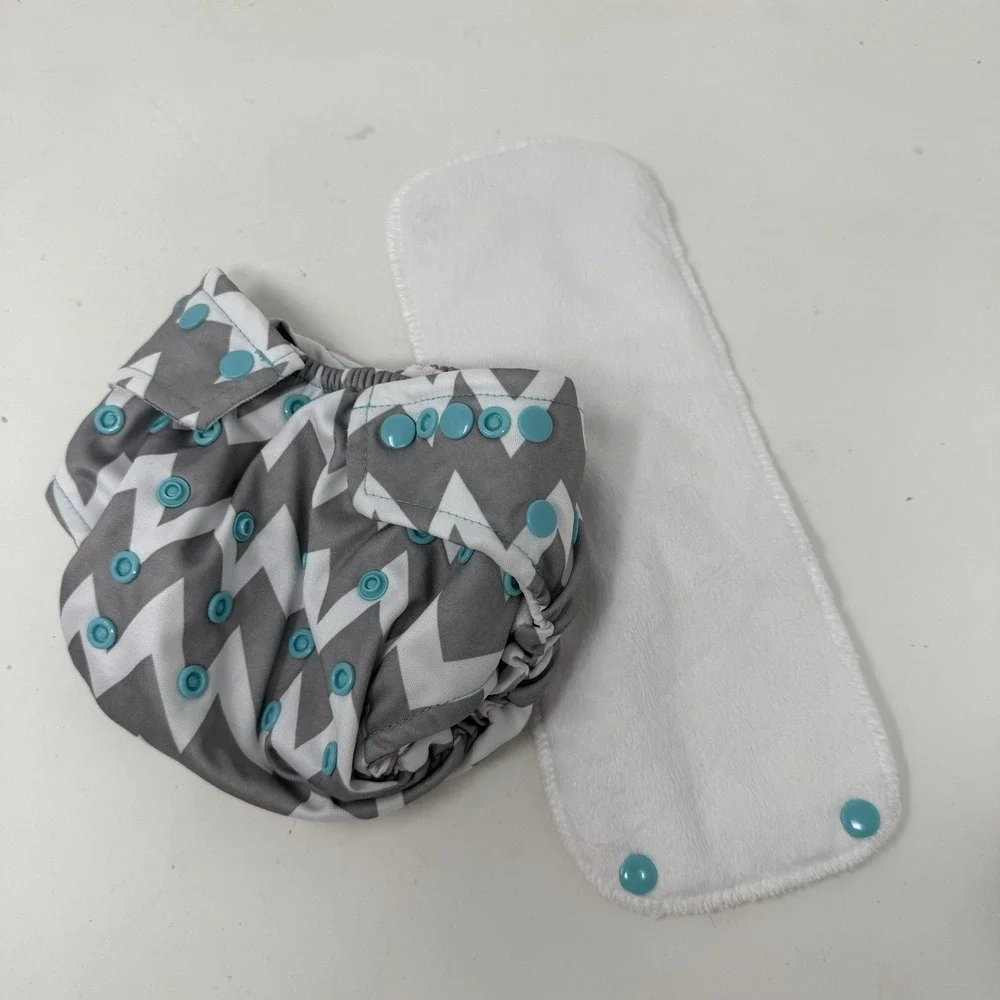 BumKins Pocket Diaper Cloth Diapers One Size Adjustable Washable Gray w Insert